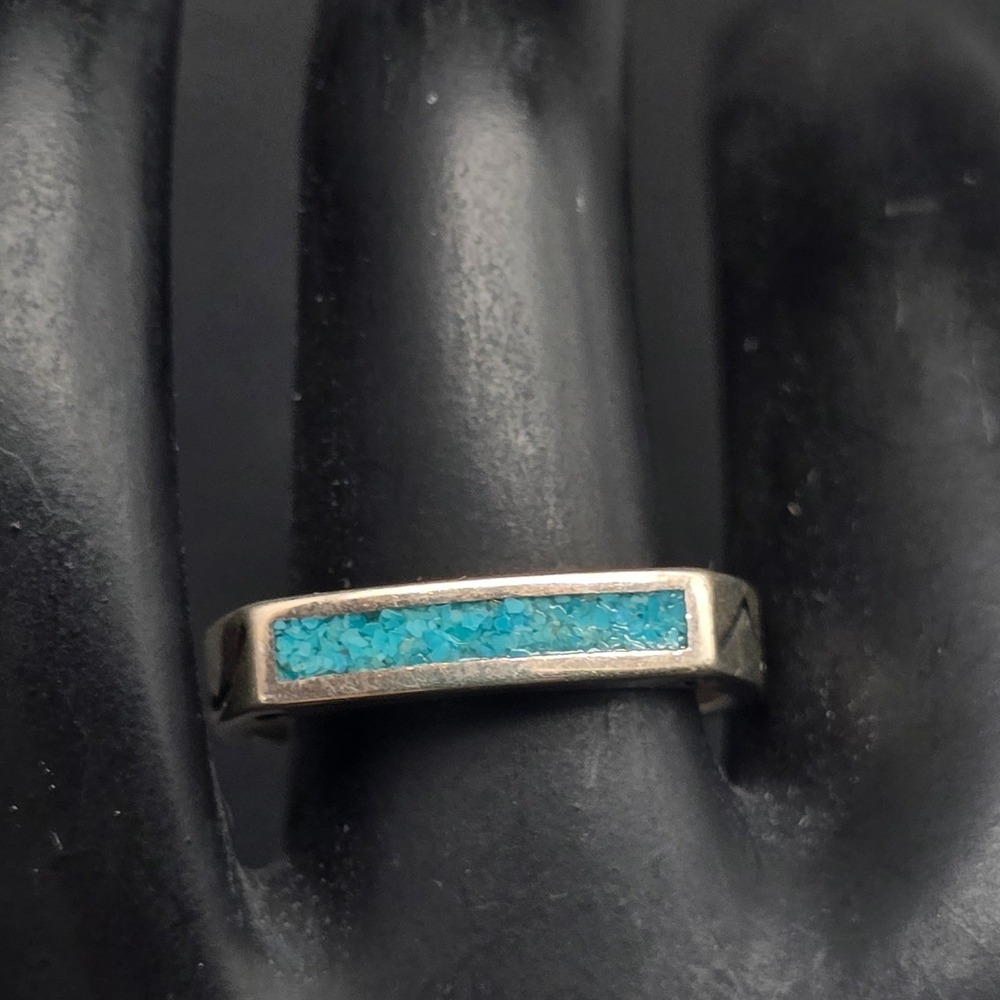 Ava Yetter Sterling Silver Crushed Turquoise Ring Square Size 7 Square 925 #2